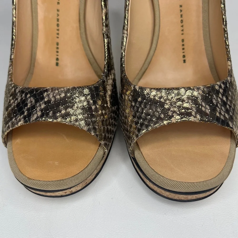 GIUSEPPE ZANOTTI DESIGN Made in Italy 🇮🇹 GENUINE LEATHER Snakeskin Heels‎ 38.5